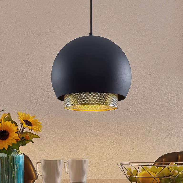 Lampada a sospensione Sivaniel Lucande, dimmerabile, Nero, Soggiorno / Sala da pranzo, Metallo, Design, Lampada a sospensione