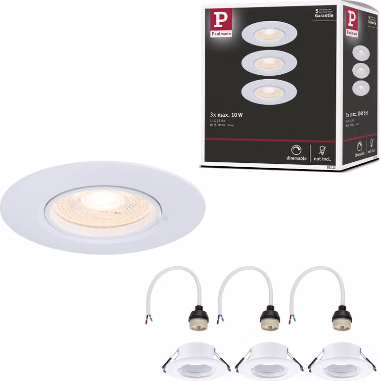 Set di 3 luci da incasso Paulmann rigide