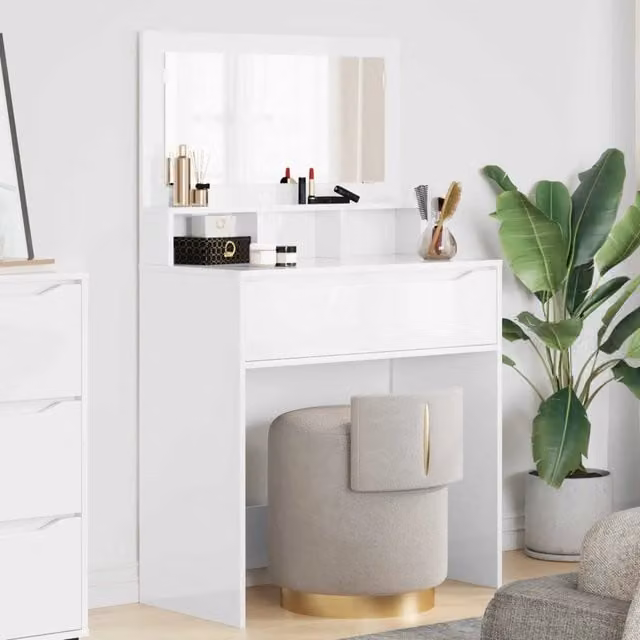 Tavolo da trucco bianco lucido vidaXL per camera da letto