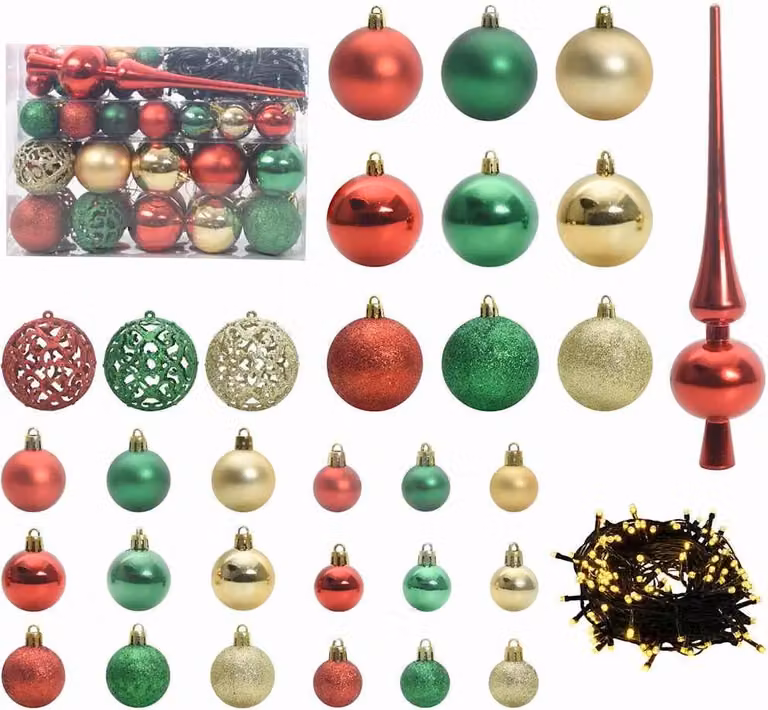 Set di Palle di Natale con 150 LED 61 pcs Multicolore Plastica