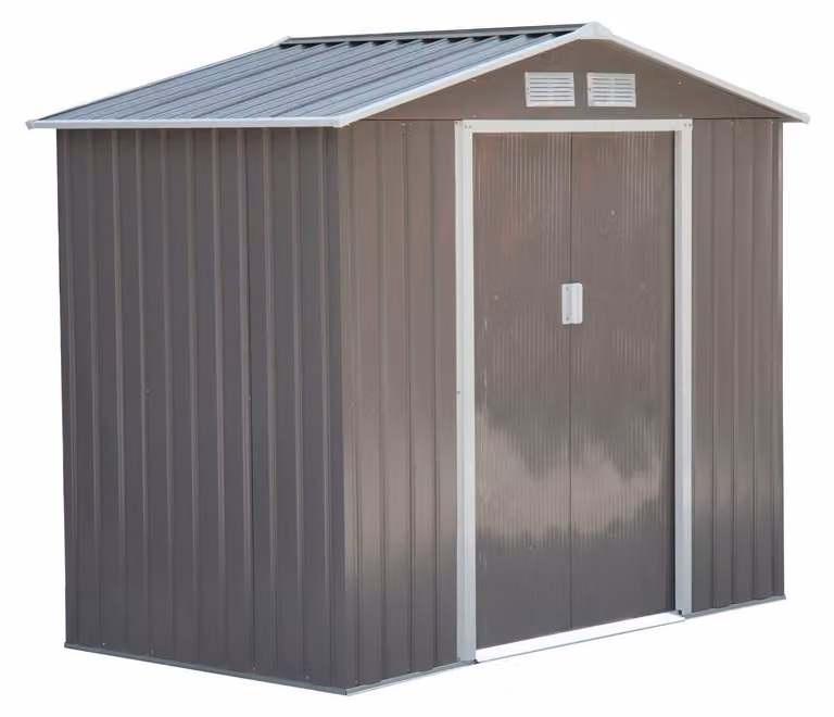 Capanno da giardino in metallo per attrezzi | Colore: Grigio | Dimensioni: 127x213x185 / 191x277x192 cm