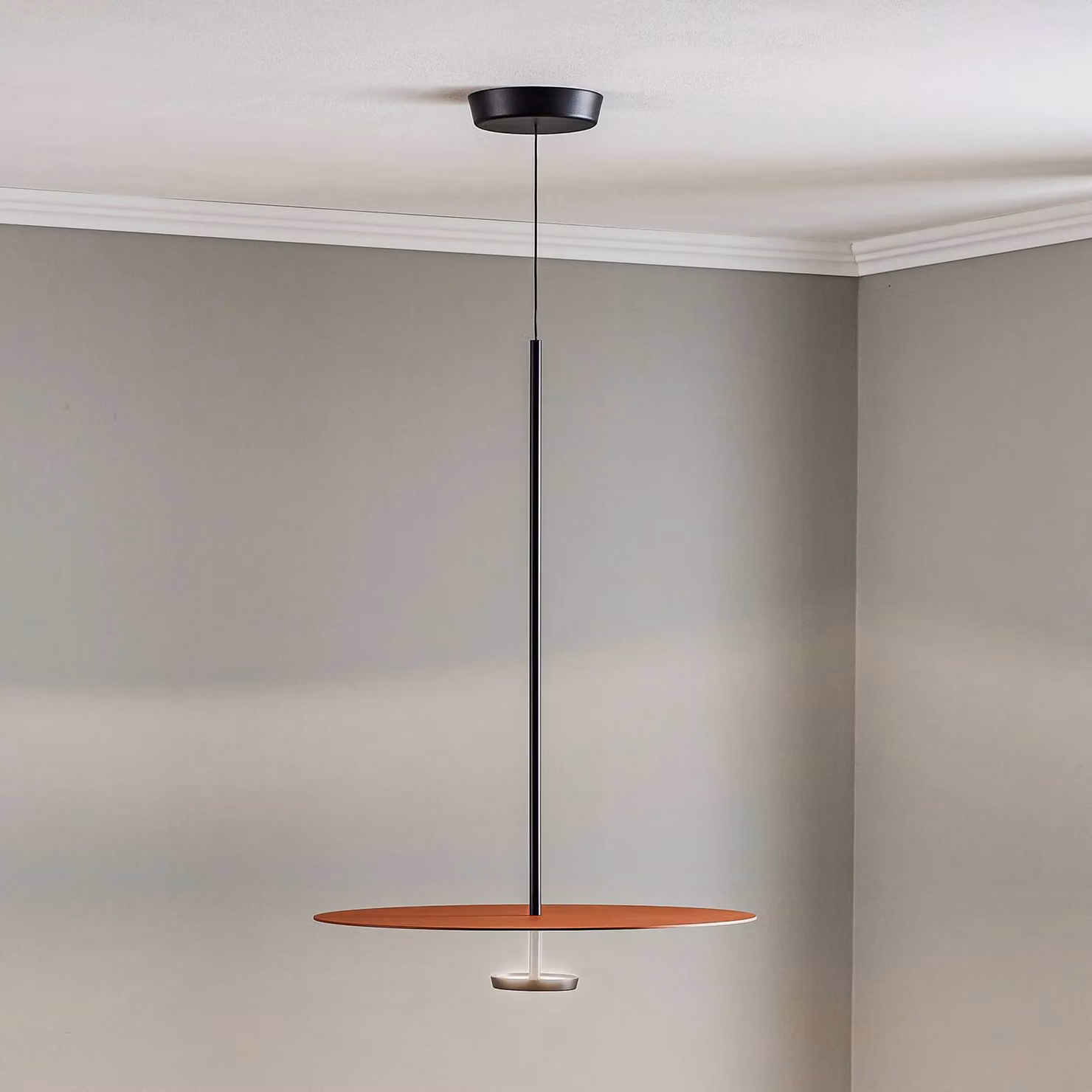 Vibia Lampada a sospensione Flat, dimmerabile, Terracotta, Soggiorno / Sala da pranzo, Metallo, Moderno, Lampada a sospensione