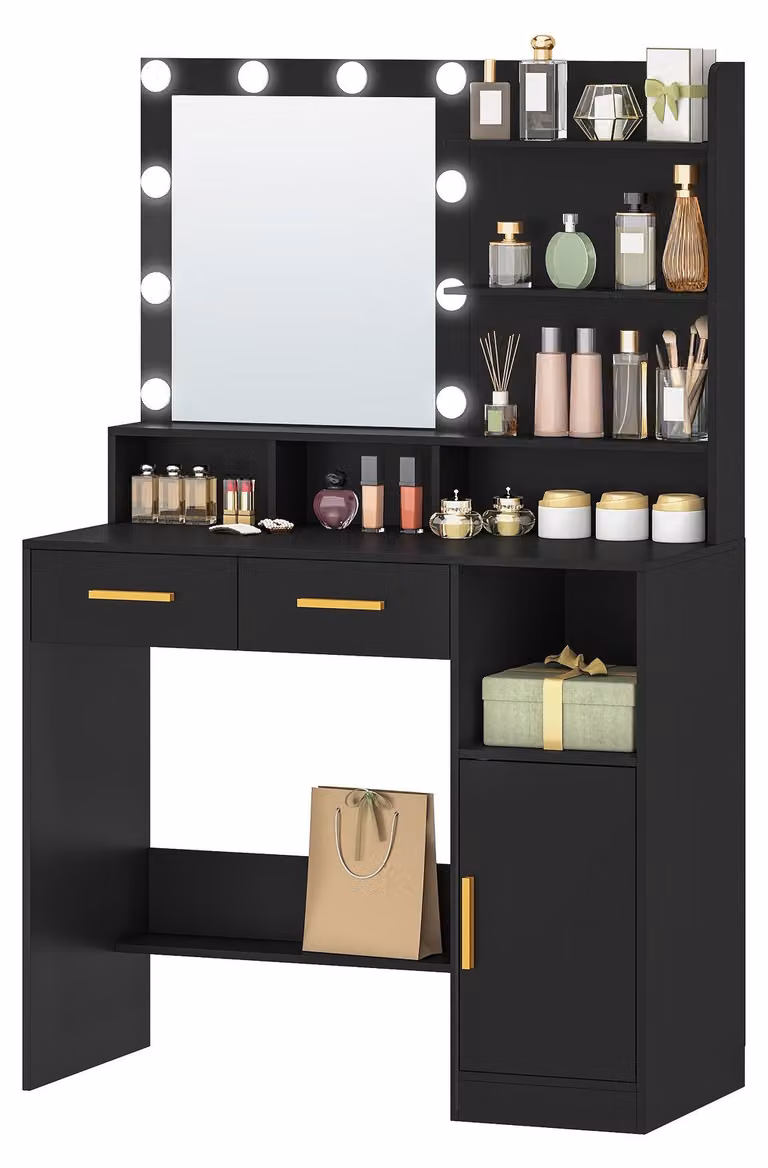 Tavolino da trucco - Comodino da trucco - Tavolino per il trucco - Scrivania da trucco - Tavolino da toilette - Illuminazione LED regolabile