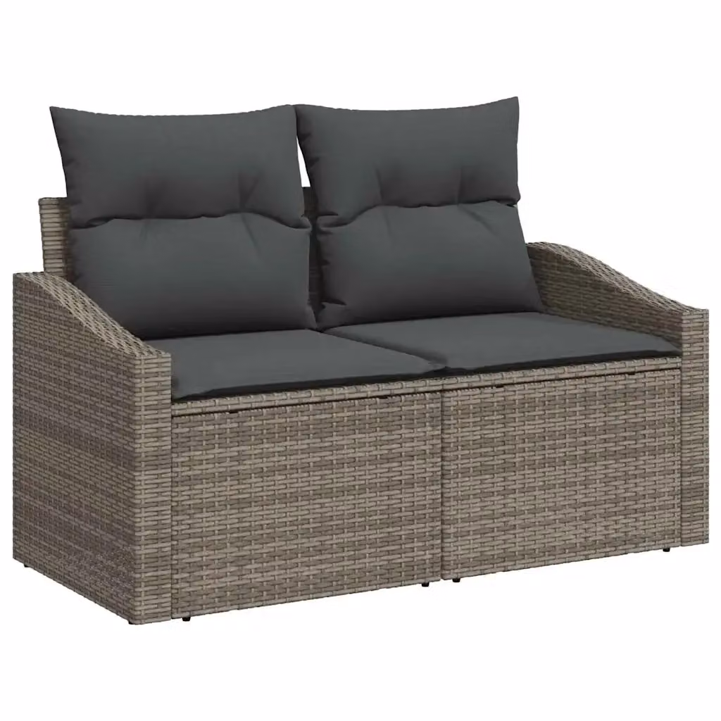 Divano da giardino moderno vidaXL in polyrattan con cuscini grigi e neri L: 123 cm, P: 62 cm, H: 69 cm – 2