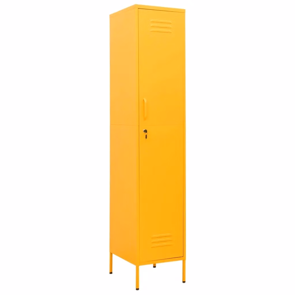 Armadio moderno vidaXL in metallo giallo opaco con ripiani interni e serratura L/P/H: 35 x 46 x 180 cm – 2