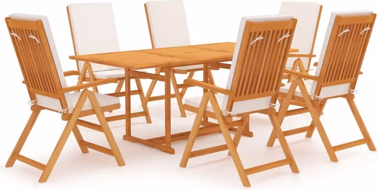 The Living Store Set da pranzo da giardino 7 pezzi con cuscini in teak massiccio