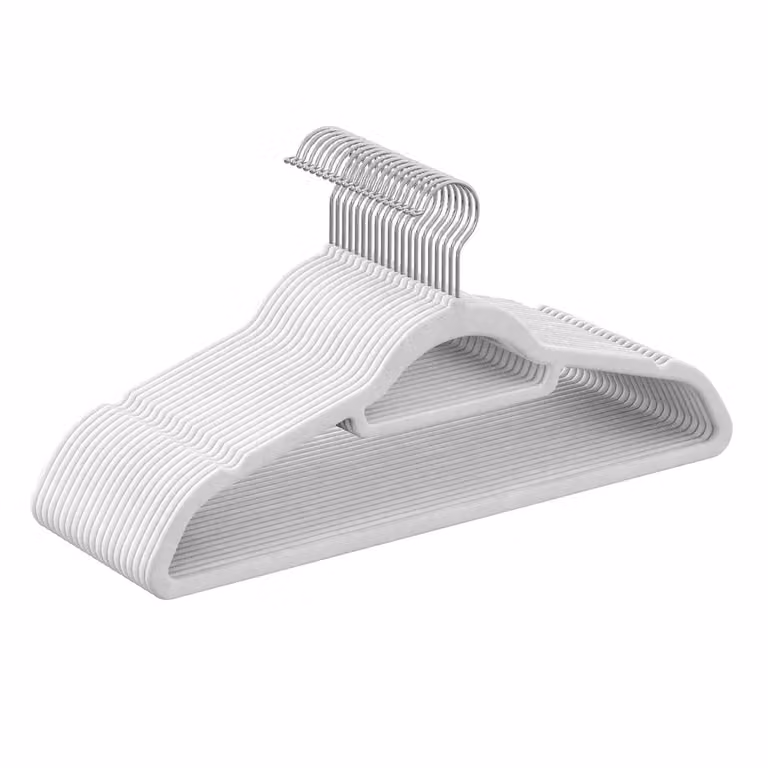 Set di Grucce Vellutate con Superficie di Velluto Antiscivolo, Bianco / 50