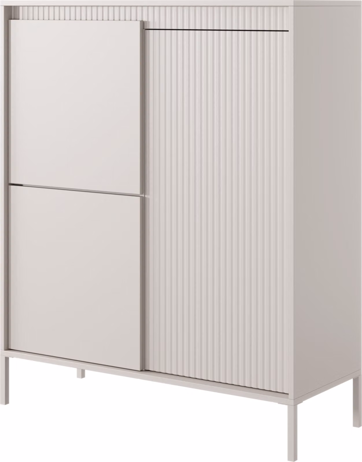 Selsey Falsetto - Credenza alta a 3 ante beige con frontale scanalato, 104 cm