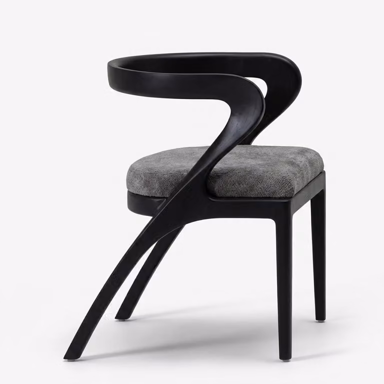 Sedia moderna, nera, confortevole, ideale per la sala da pranzo, design imbottita