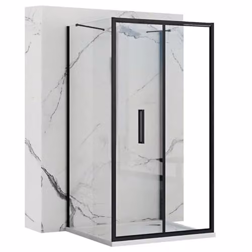 Rea - Cabina Doccia A Parete Rapid Fold 80X90, Nero, Rettangolare 80X90X195Cm