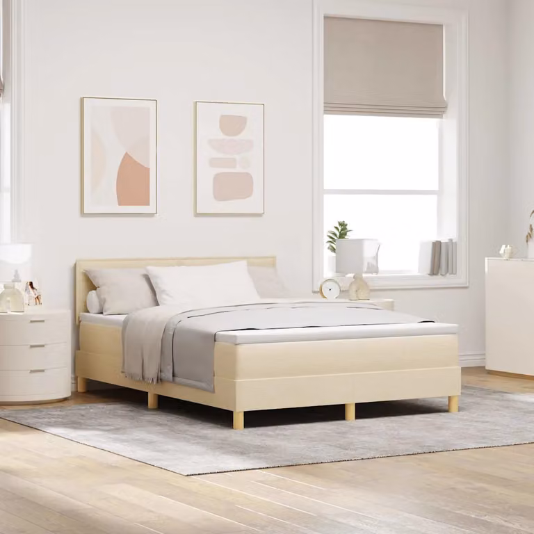Letto Ibrido vidaXL con Illuminazione LED Sotto il Letto e Porte USB, Colore Beige, L/P: 160 x 200 cm