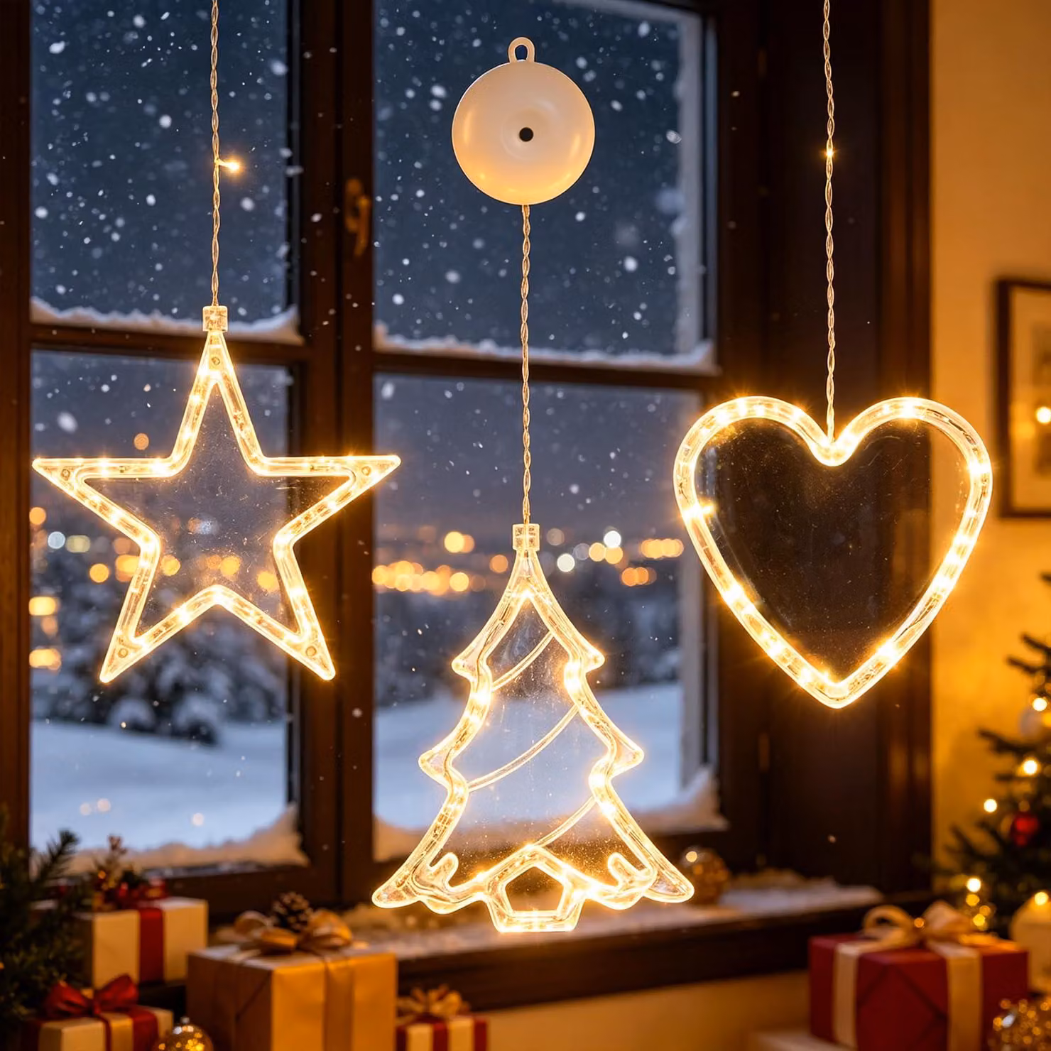 Catena luminosa decorativa, con 20 LED bianco caldo, cavo di 2 metri, 5W, realizzata in plastica