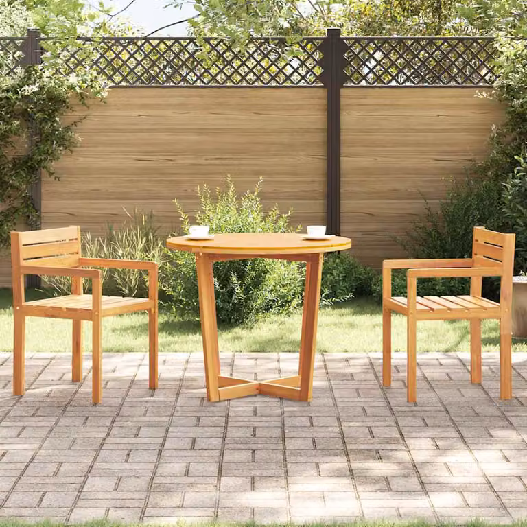 vidaXL Tavolo da pranzo rotondo da giardino in legno di acacia oliato, marrone, Ø 90 cm, H 75 cm