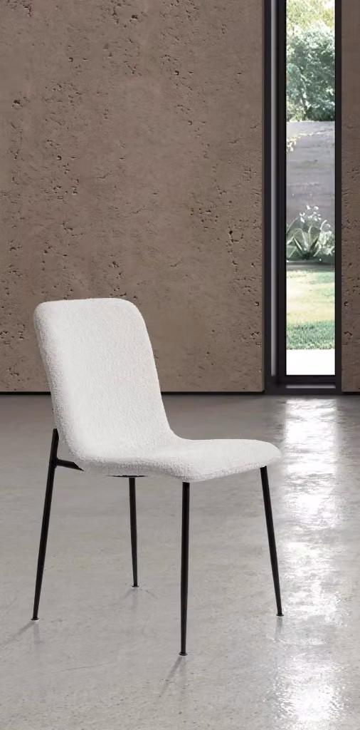 Set di 2 sedie da pranzo Hispanohogar in ferro e tessuto bouclé bianco, L/P/H: 82 x 43 x 57 cm – 2