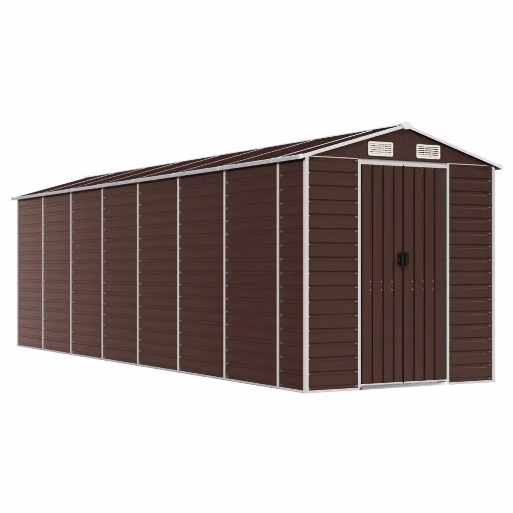 Casetta da giardino Videx in acciaio zincato marrone L: 640 cm, H: 198 cm, P: 191 cm – 2