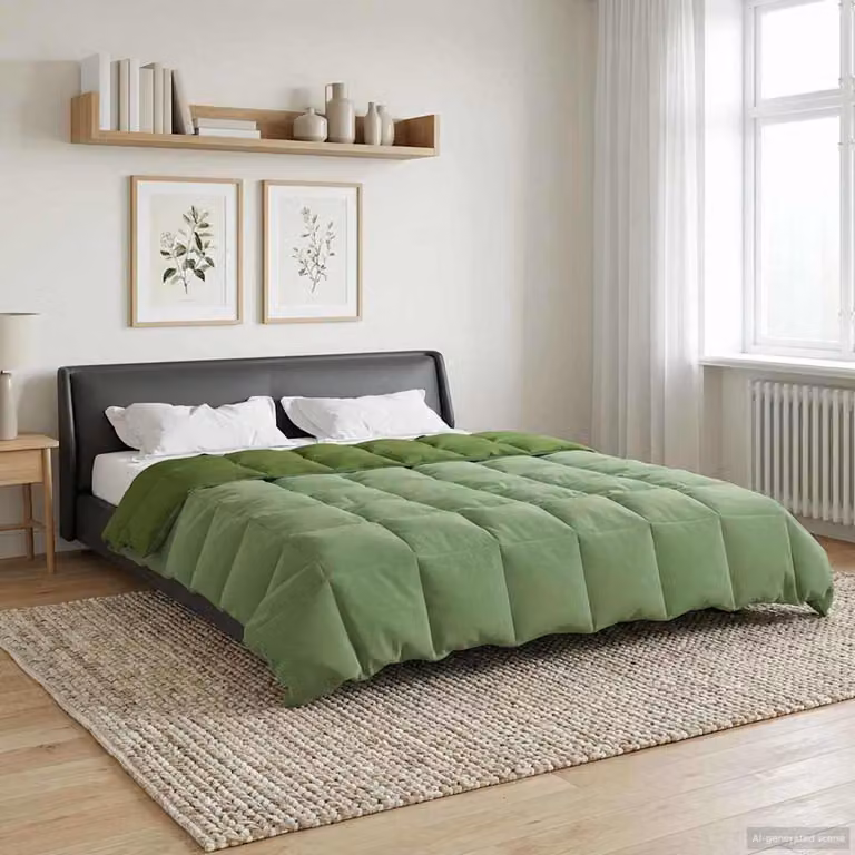 Piumone Completo Annuale 4 Stagioni vidaXL in Microfibra Reversibile e Traspirante, Verde, L 240 x L 220 cm