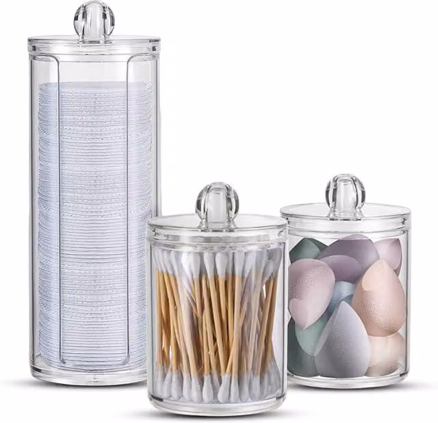 Set di 3 Organizer da Bagno Trasparenti con Coperchio Avilia Home in Plastica