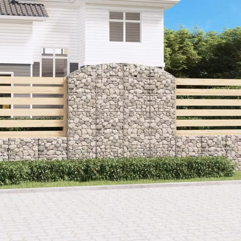 Cesto Gabbione ad Arco vidaXL in Acciaio Zincato Grigio L/P/H: 200 x 50 x 180/200 cm