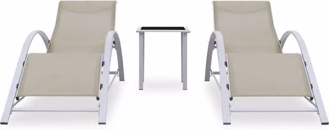 Lettini Prendisole con Tavolino 2 pz in Alluminio Crema 310536