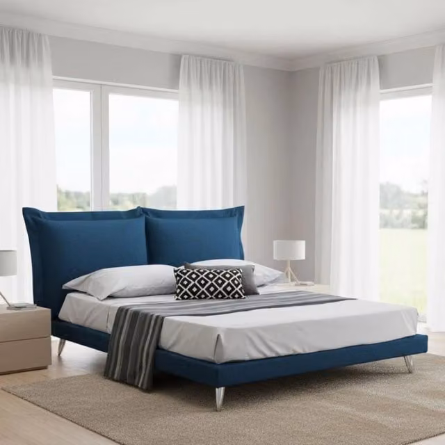 Letto matrimoniale Anatoly Talamo Italia in tessuto blu per materasso 160x200 cm – 1