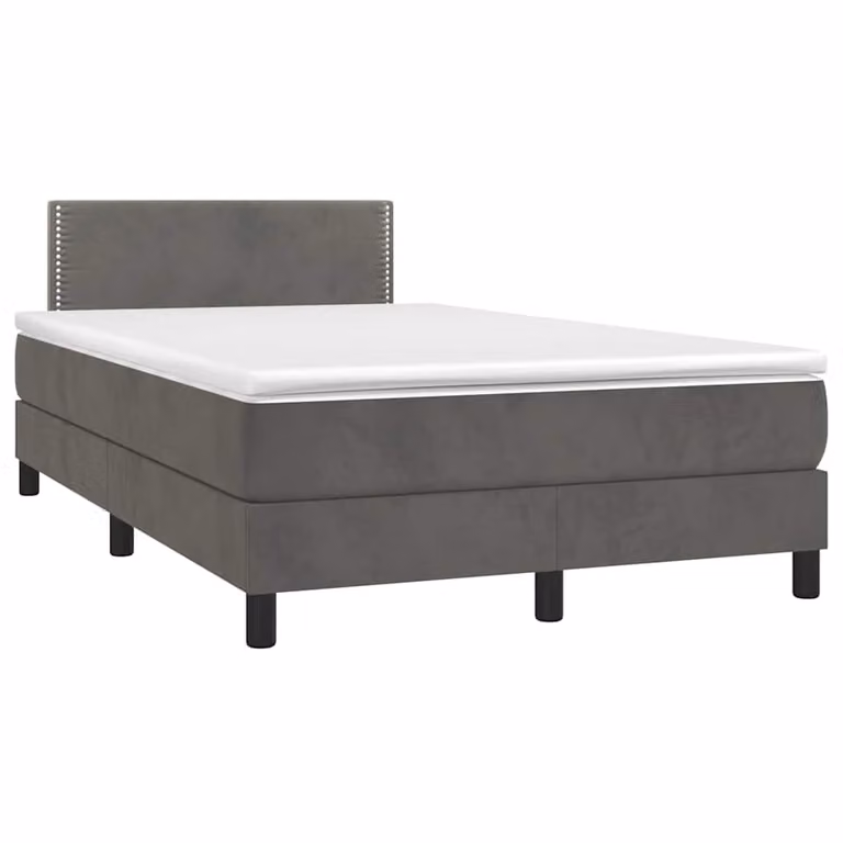 Letto a Molle con Materasso e LED vidaXL in Velluto Grigio, L/P/H: 120 x 200 x 88 cm