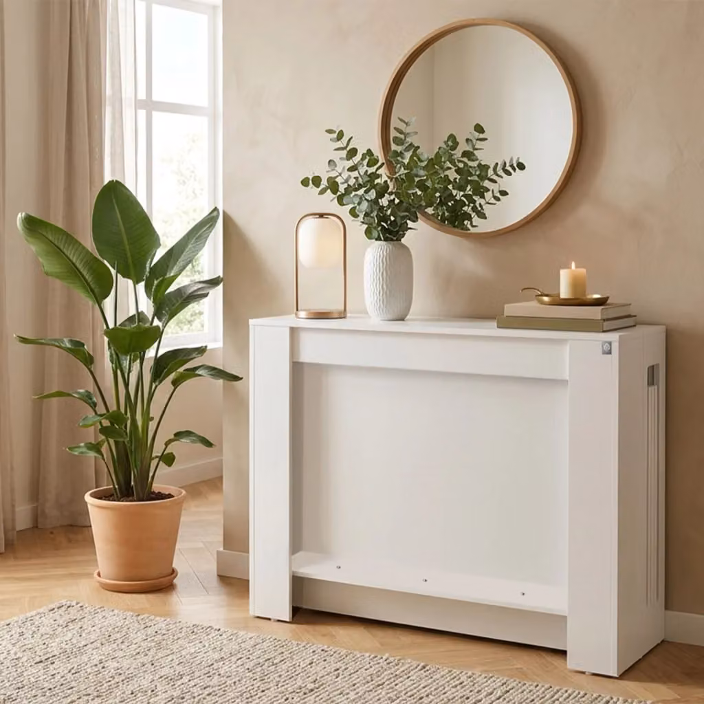 Tavolo consolle allungabile Samira bianco moderno in MDF L: 45-300 cm, P: 90 cm, H: 78 cm – 2