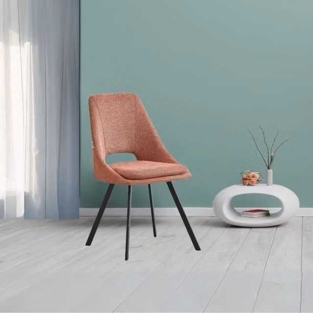 Set di 2 sedie Blauss con cuscino imbottito in tessuto color salmone e struttura in metallo per soggiorno o ufficio – 1