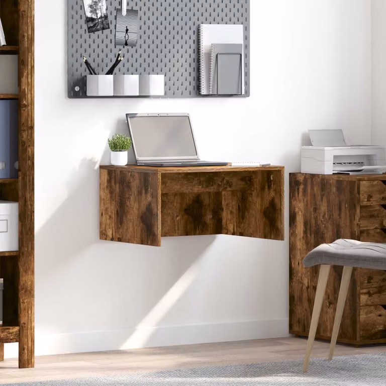 Scrivania a parete sospesa vidaXL in rovere marrone, L 60 x P 45 x H 30 cm