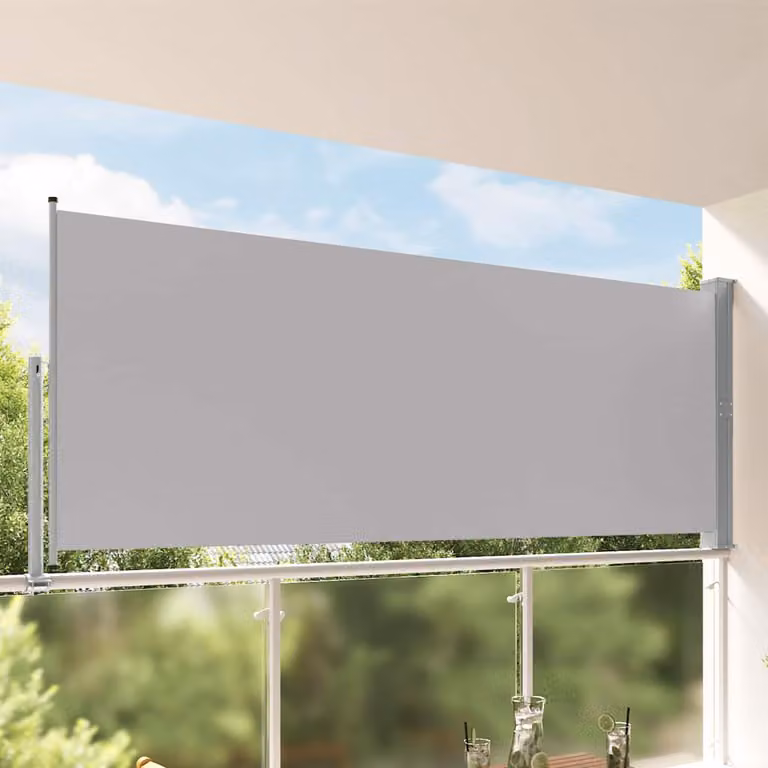Tenda da Sole Laterale Retrattile vidaXL in Poliestere e Acciaio, Grigia, L: 300 cm x H: 140 cm