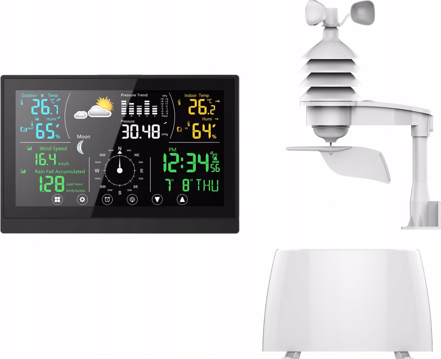 Winner Group 7911, Nero, Anemometro (indicatore del vento), Igrometro da interno, Termometro da interno, Igrometro da esterno,..., Barometro, Igrometro, Termometro, Barometro, Igrometro, Termometro