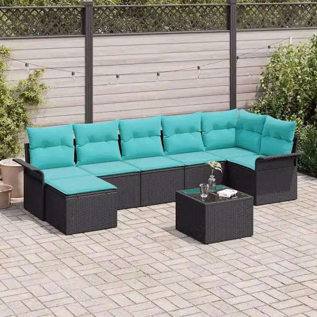 Set Divano da Giardino 8 pz Nero polyrattan 3354135