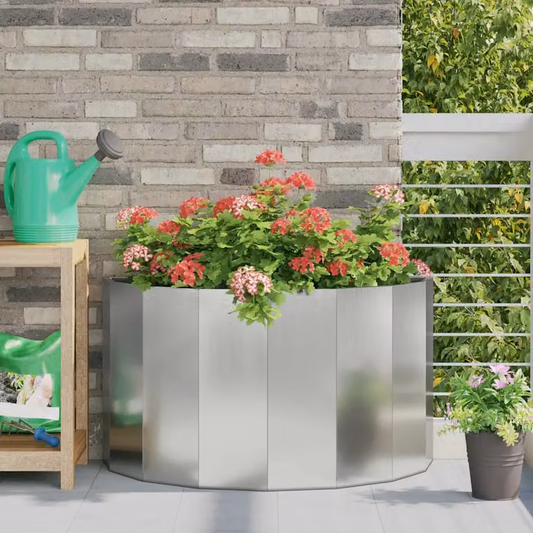 Fioriera vidaXL in acciaio zincato argento L 90 cm x P 45 cm x H 50 cm