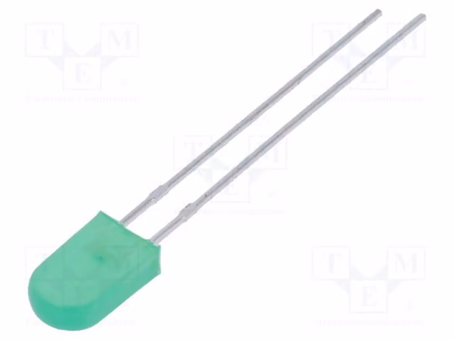 5 LED, 2-8 mcd, 5x2,5 mm, verde, angolo di emissione 100°, montaggio a foro passante, orientamento rettangolare, corrente di funzionamento 20 mA, modello L-173GD