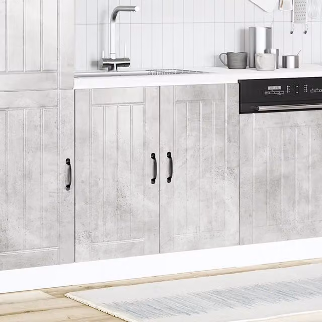 Mobile base lavello da cucina Lucca moderno in legno multistrato grigio opaco L: 81.5 cm, P: 46 cm, H: 80 cm