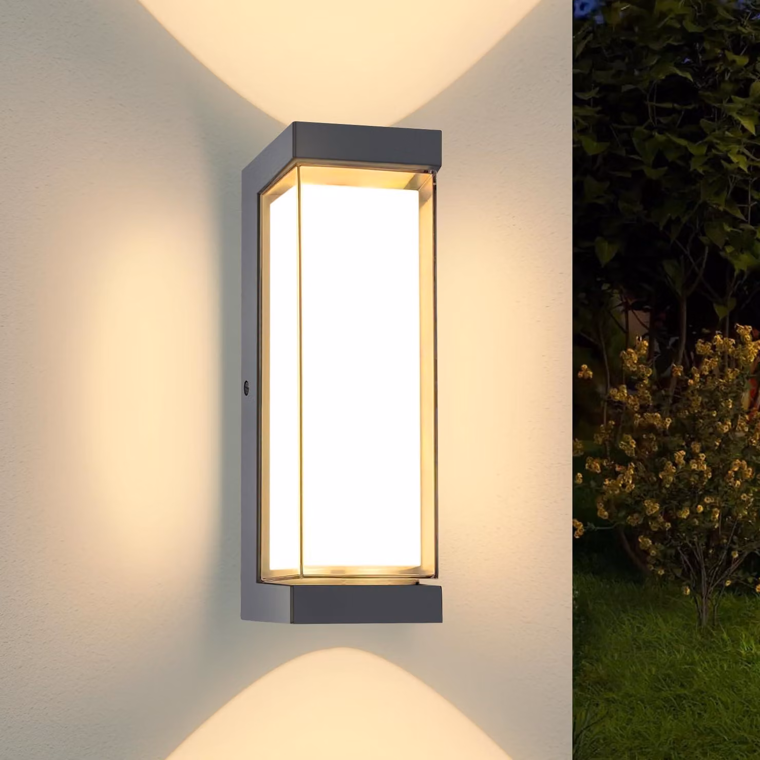 Lampada a parete LED, 24W, colore antracite, grado di protezione IP65, 3000 lumen, 3000K (bianco caldo), alluminio