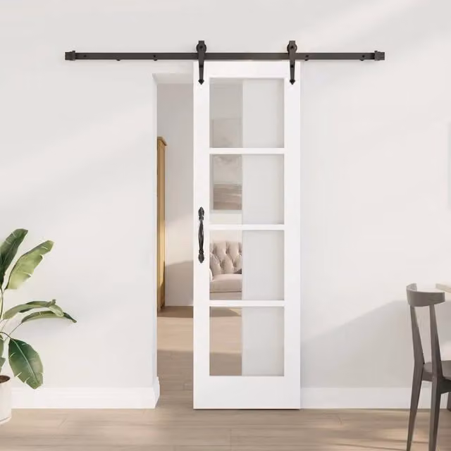 Porta scorrevole minimalista vidaXL in legno di pino bianco e vetro trasparente L: 61 cm, H: 198,5 cm