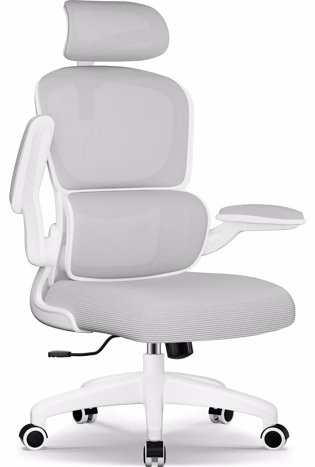 Sedia da ufficio ergonomica con poggiatesta, braccioli e supporto lombare regolabili, adatta a utenti fino a 150 kg