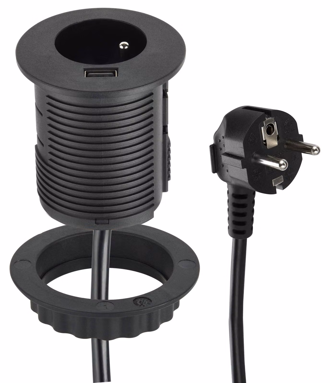 Electraline 35432: Placca a incasso, compatta, con 1 presa di corrente e 1 porta USB