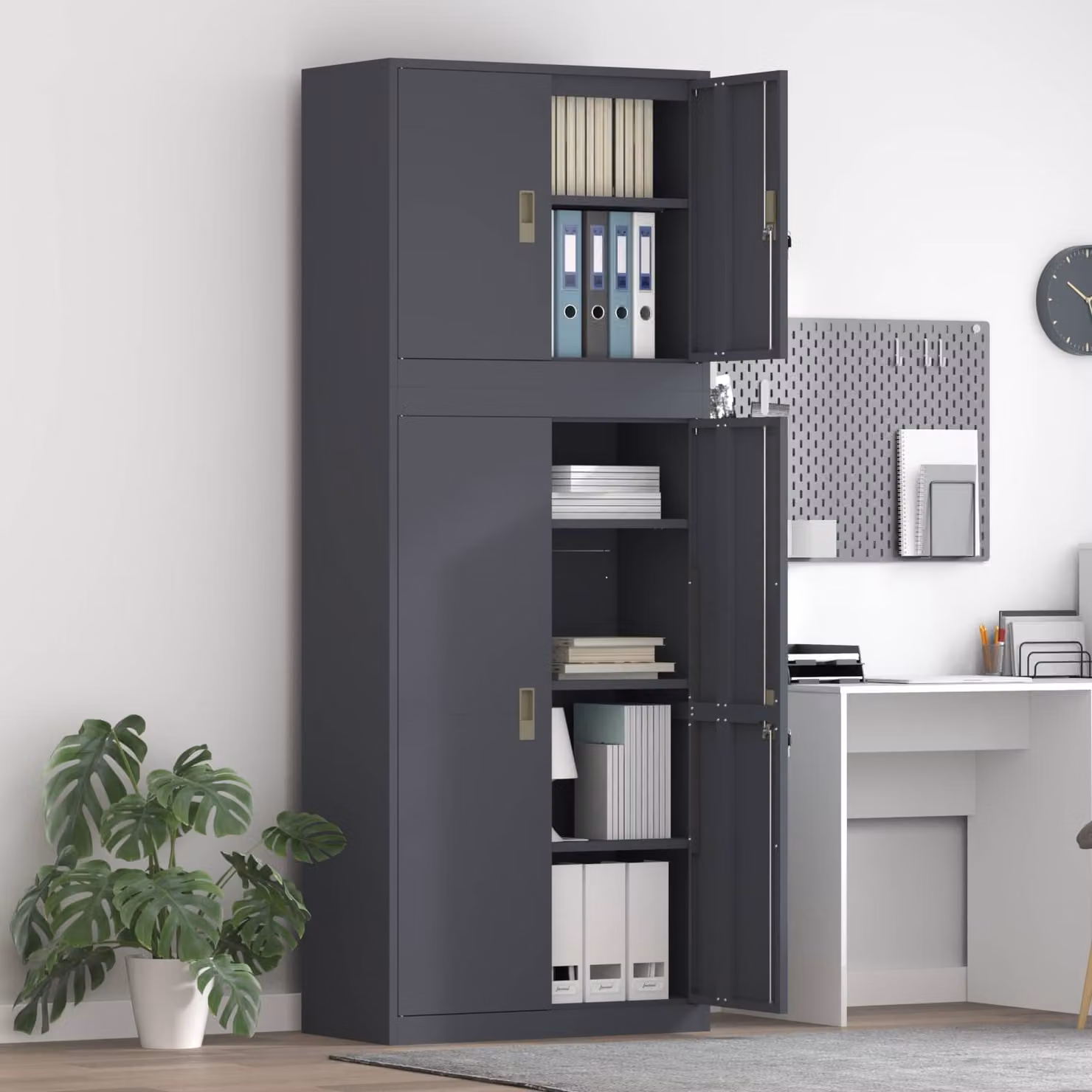vidaXL Armadio 2 pz Antracite 80 x 40 x 210 cm Acciaio Bloccabile