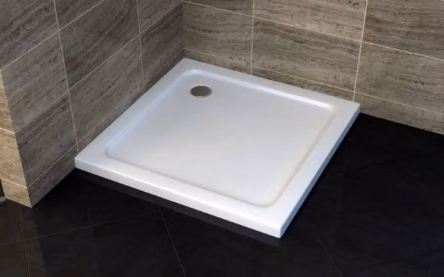 Piatto doccia quadrato ultra slim SMIRNE in acrilico bianco, L: 80 cm x L: 80 cm x H: 5 cm