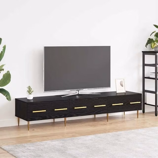 Mobile TV 150 x 36 x 30 cm Rovere Nero Legno ingegnerizzato