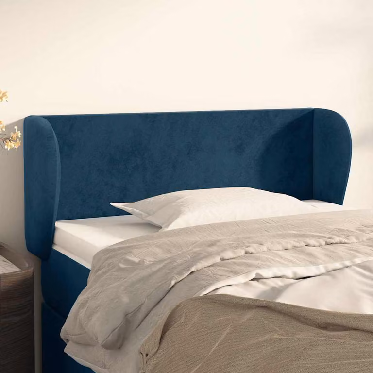 Testiera ad orecchio vidaXL in velluto blu scuro, L: 93 cm, P: 23 cm, H: 78-88 cm