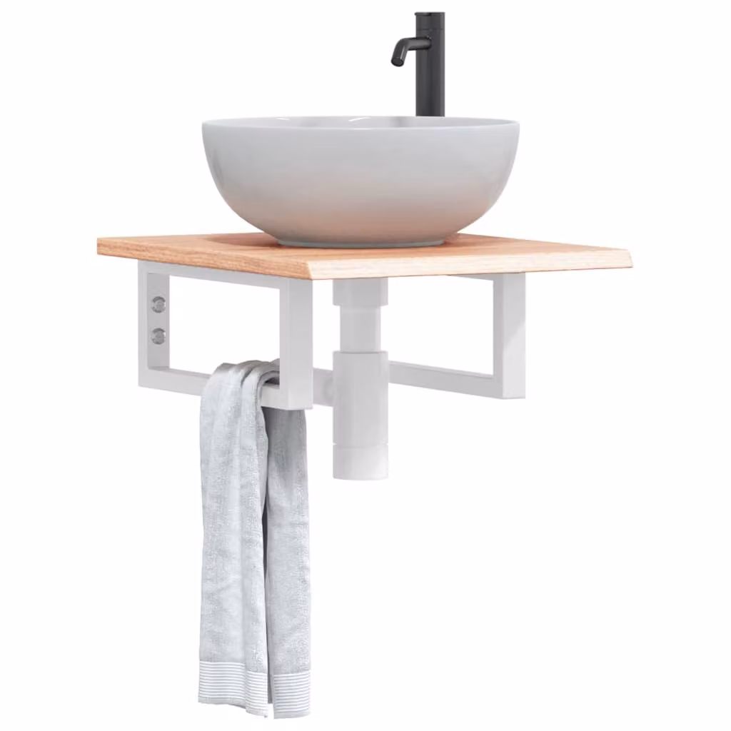 vidaXL Ripiano da parete per bagno in legno di rovere e metallo bianco e marrone