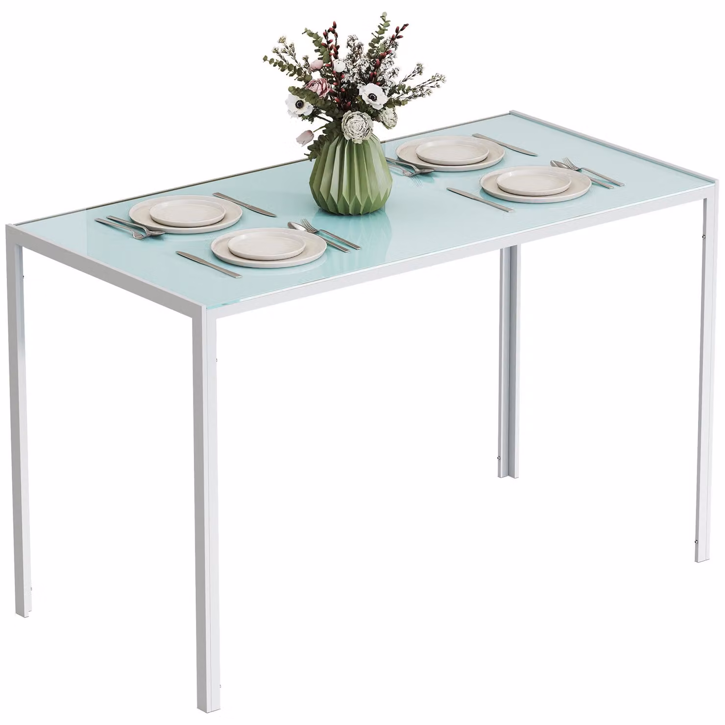 HOMCOM Tavolo da pranzo da cucina per 4 persone, tavolo da pranzo in metallo per cucina
