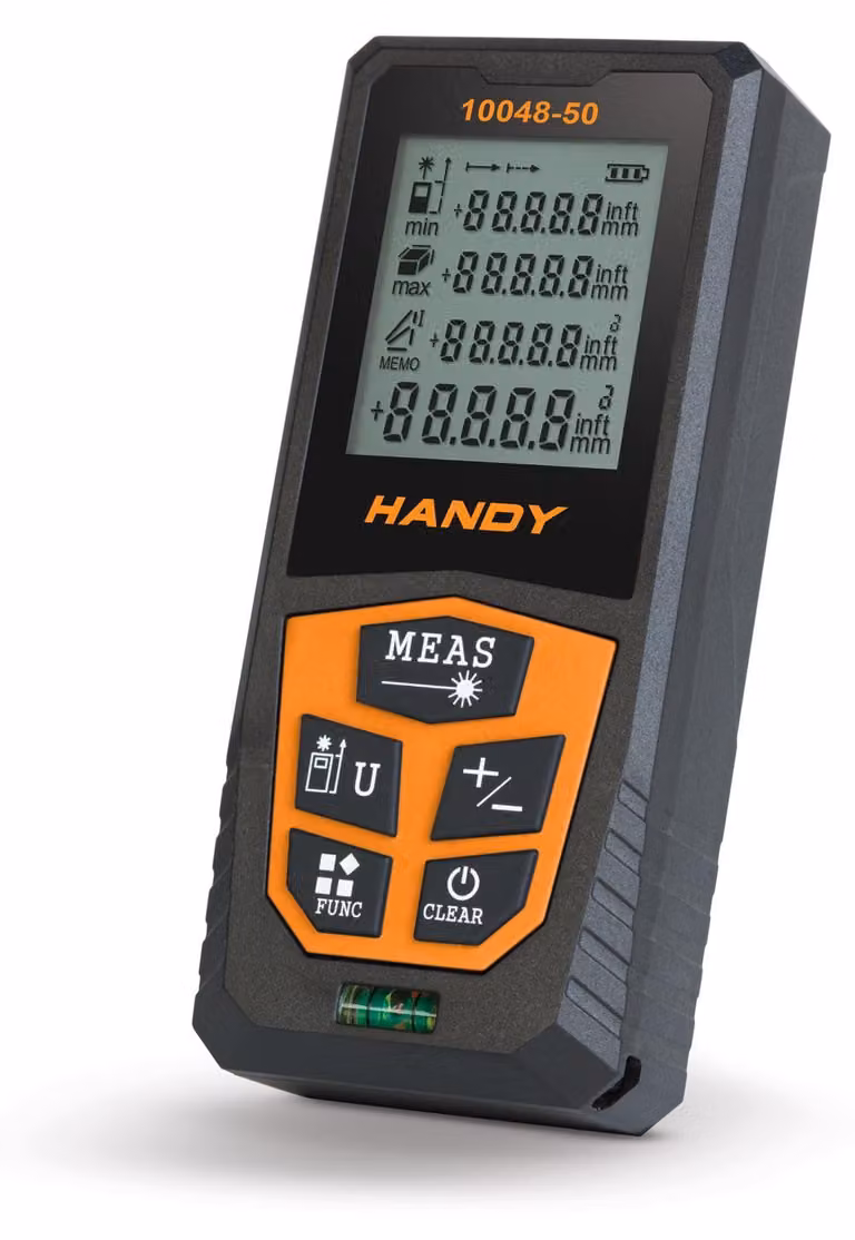 Misuratore laser a 50 metri - Misuratore laser digitale - Misuratore con funzioni di calcolo di area, volume e teorema di Pitagora - Display LCD [10048-50]
