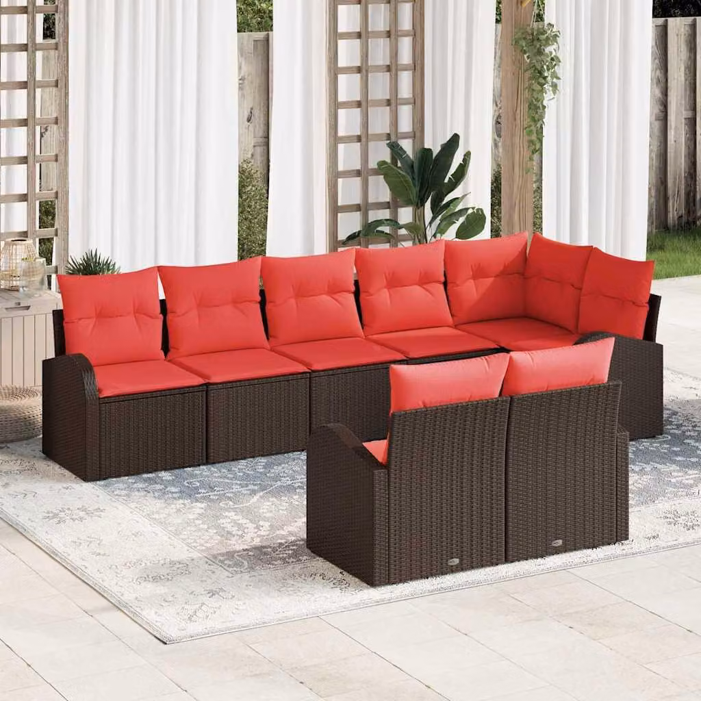 Maison Exclusive - Set da giardino composto da 8 pezzi, divano in rattan sintetico marrone