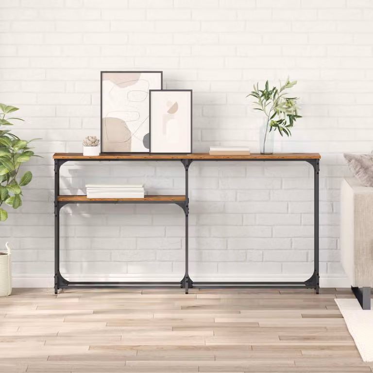 vidaXL Tavolo Consolle in Legno Vecchio Marrone Stile Industrial L: 145 cm, P: 22,5 cm, H: 75 cm