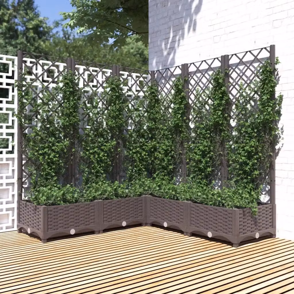 Fioriera con graticcio per piante rampicanti marrone in plastica L/P/H: 120 x 120 x 121,5 cm – 2