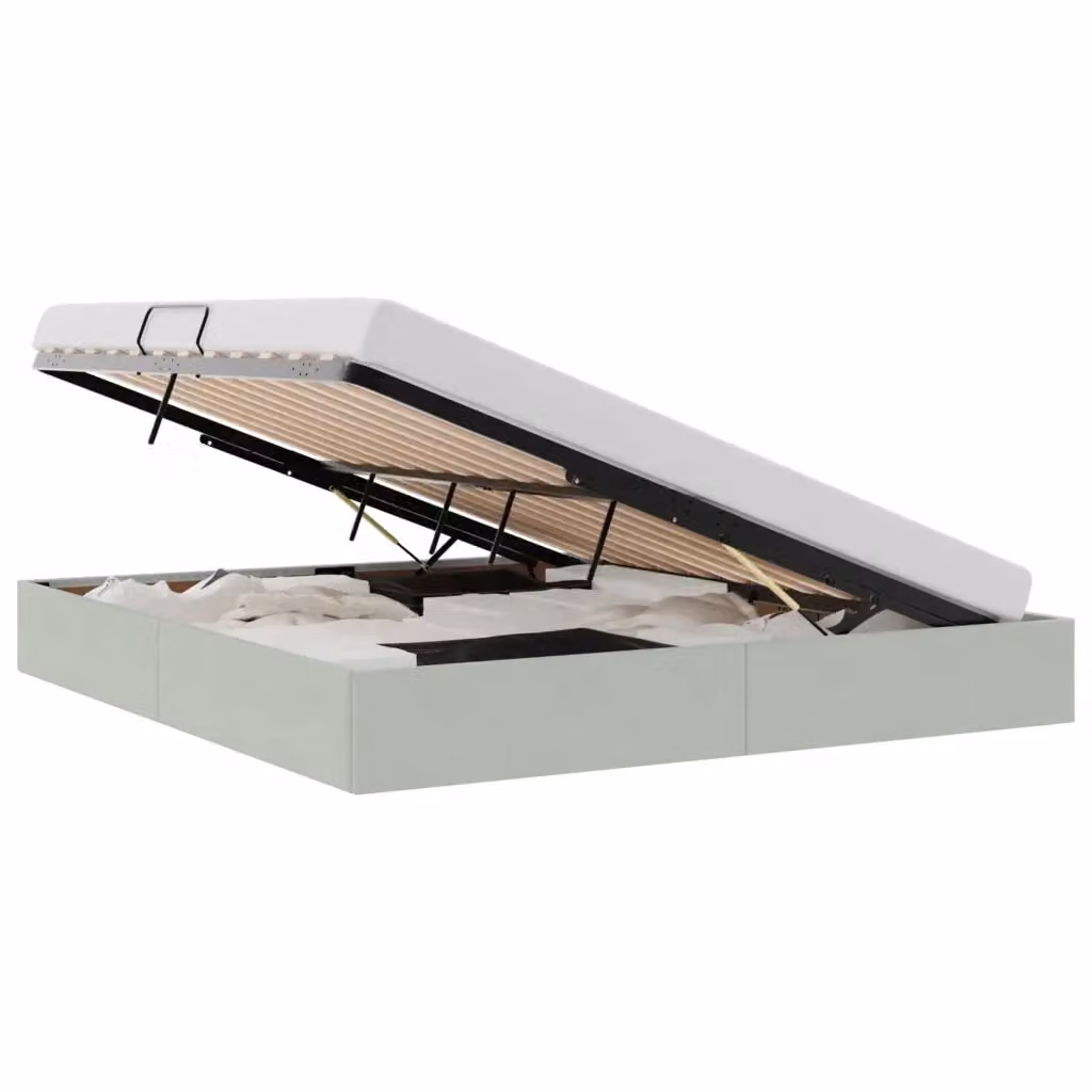 Letto ottomano moderno vidaXL in velluto grigio con contenitore a sollevamento L: 180 cm, P: 200 cm, H: 280 cm – 2