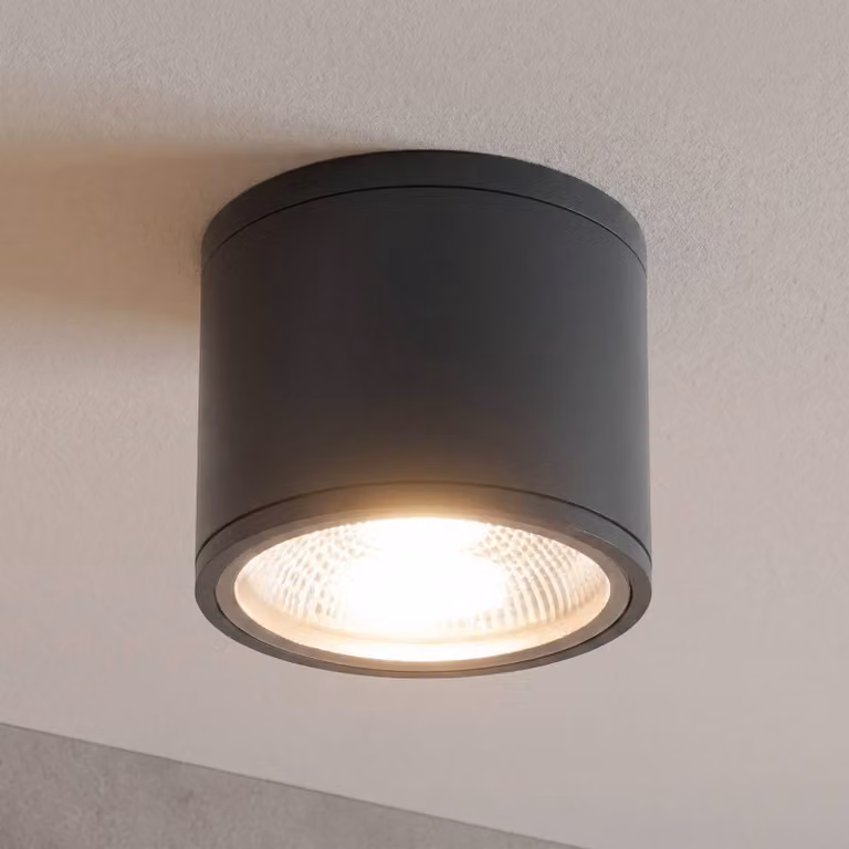 ORION Spot LED da soffitto Sputnik IP65 Ø 14,5 cm nero, Nero, Bagno, Alluminio, Moderno, Plafoniere LED